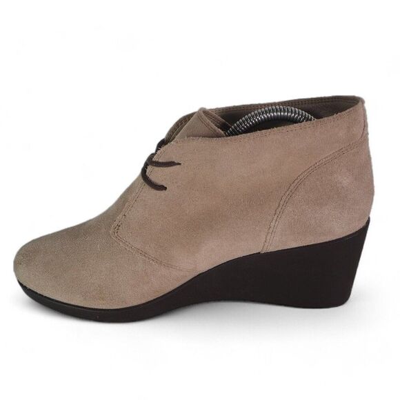 Crocs Leigh Suede Wedge Booties Beige (Cream) 203419 Women's 10 - Picture 6 of 11